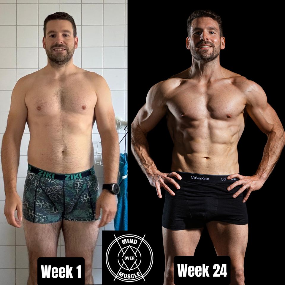 Voor en na van Frank (39) bij Mind Over Muscle: week 1 en week 24