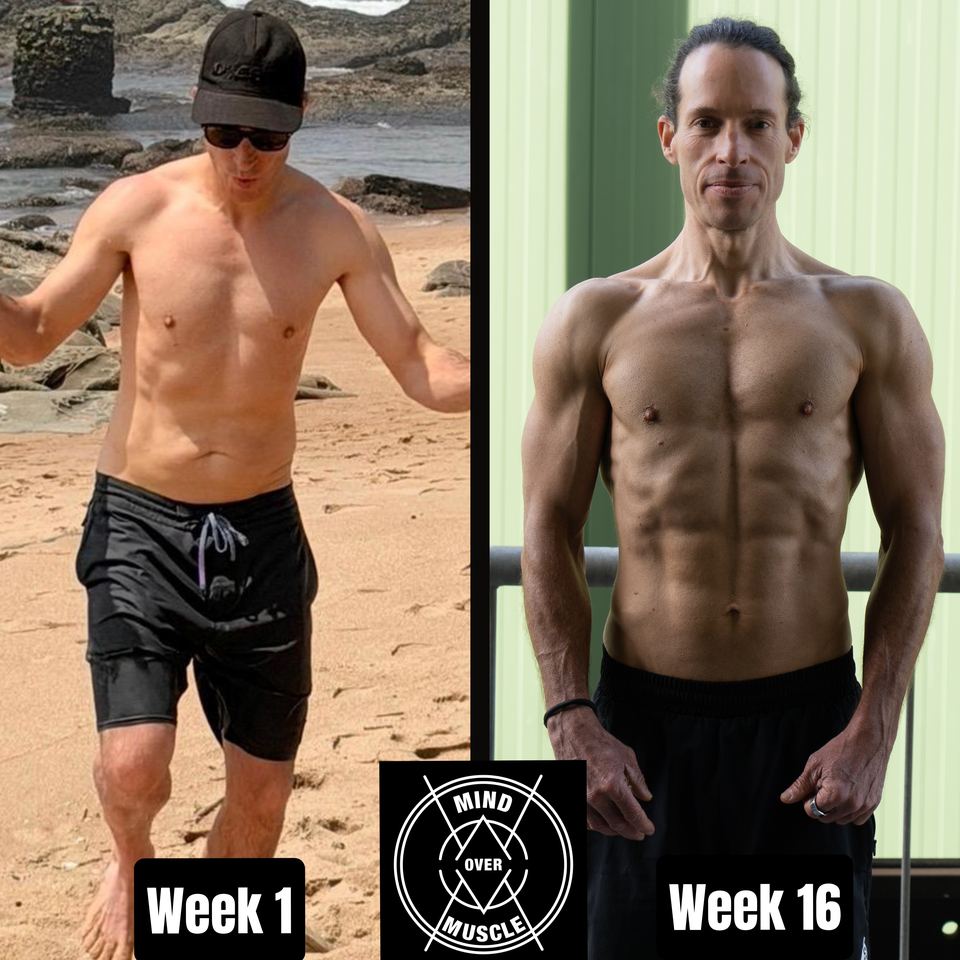 Voor en na van Michael (44) bij Mind Over Muscle: week 1 en week 16