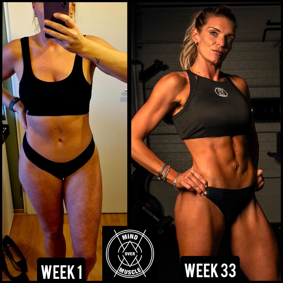 Voor en na van Sandra (40) bij Mind Over Muscle: week 1 en week 33